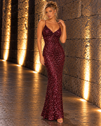 Vestido largo True burdeos