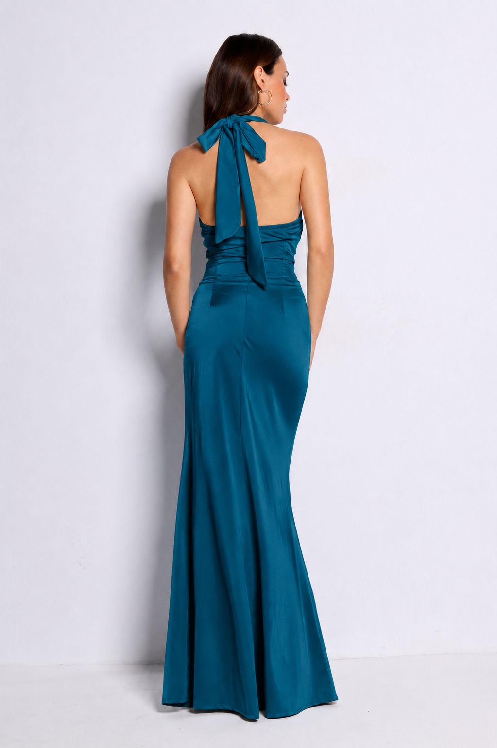 Vestido largo Kareins licra petróleo