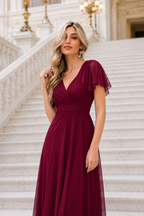 Vestido largo Érika tul Burdeos