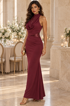 Vestido largo India burdeos
