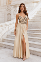 Vestido largo Belha Beige