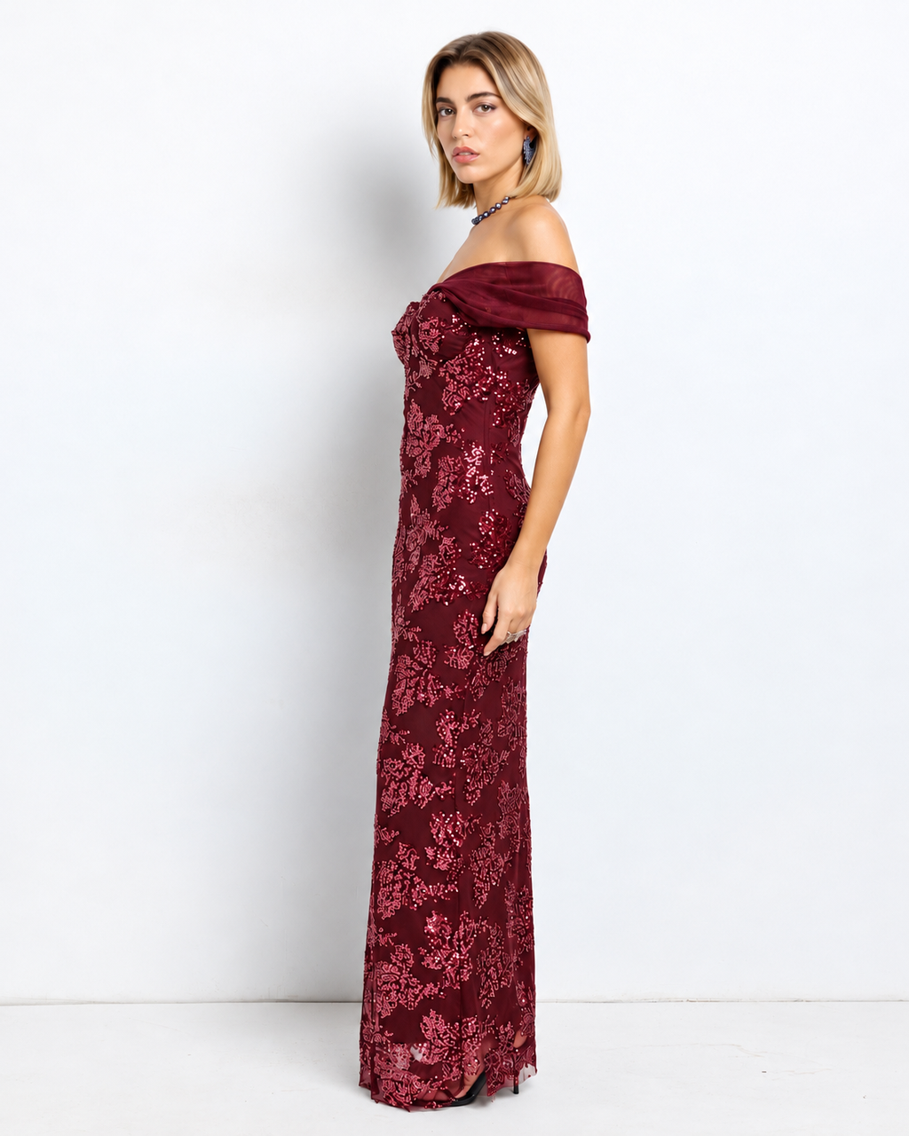 Vestido largo Anais Burdeos