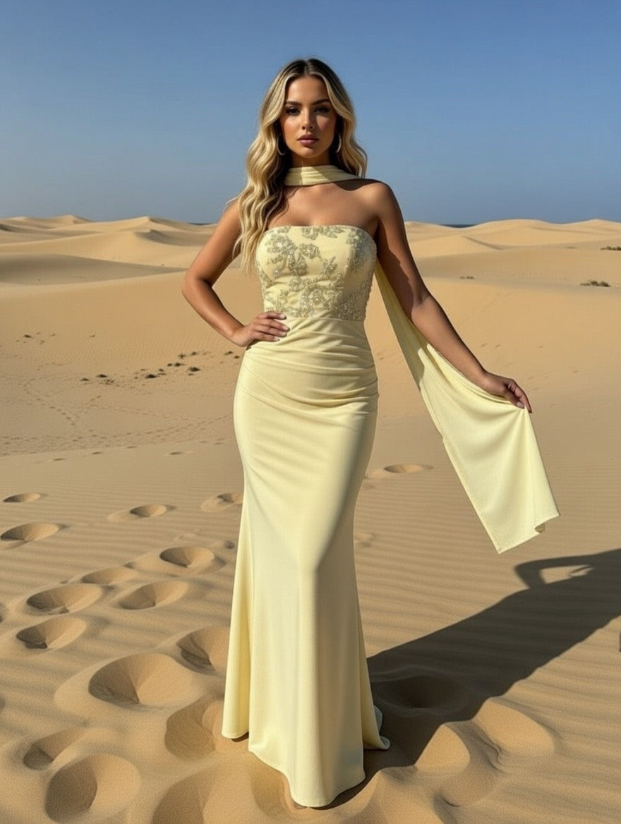 Vestido largo Sicilia amarillo