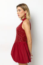 Vestido corto Globo Burdeos