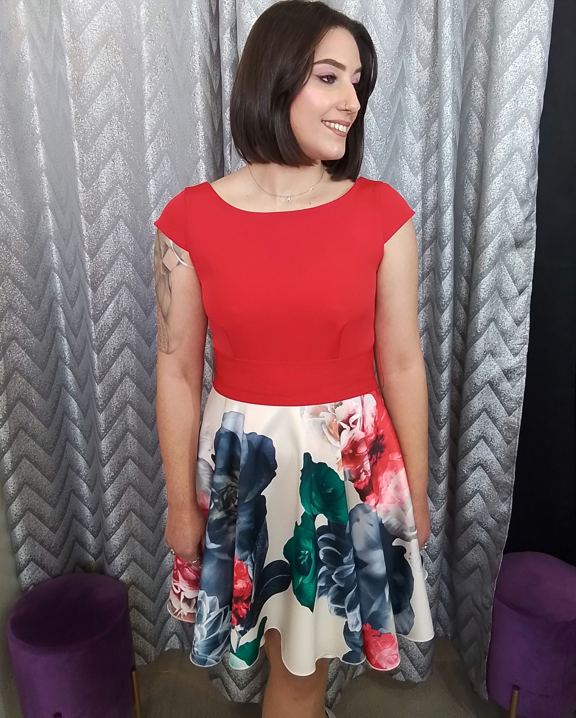 Vestido corto Red & flowers image 10