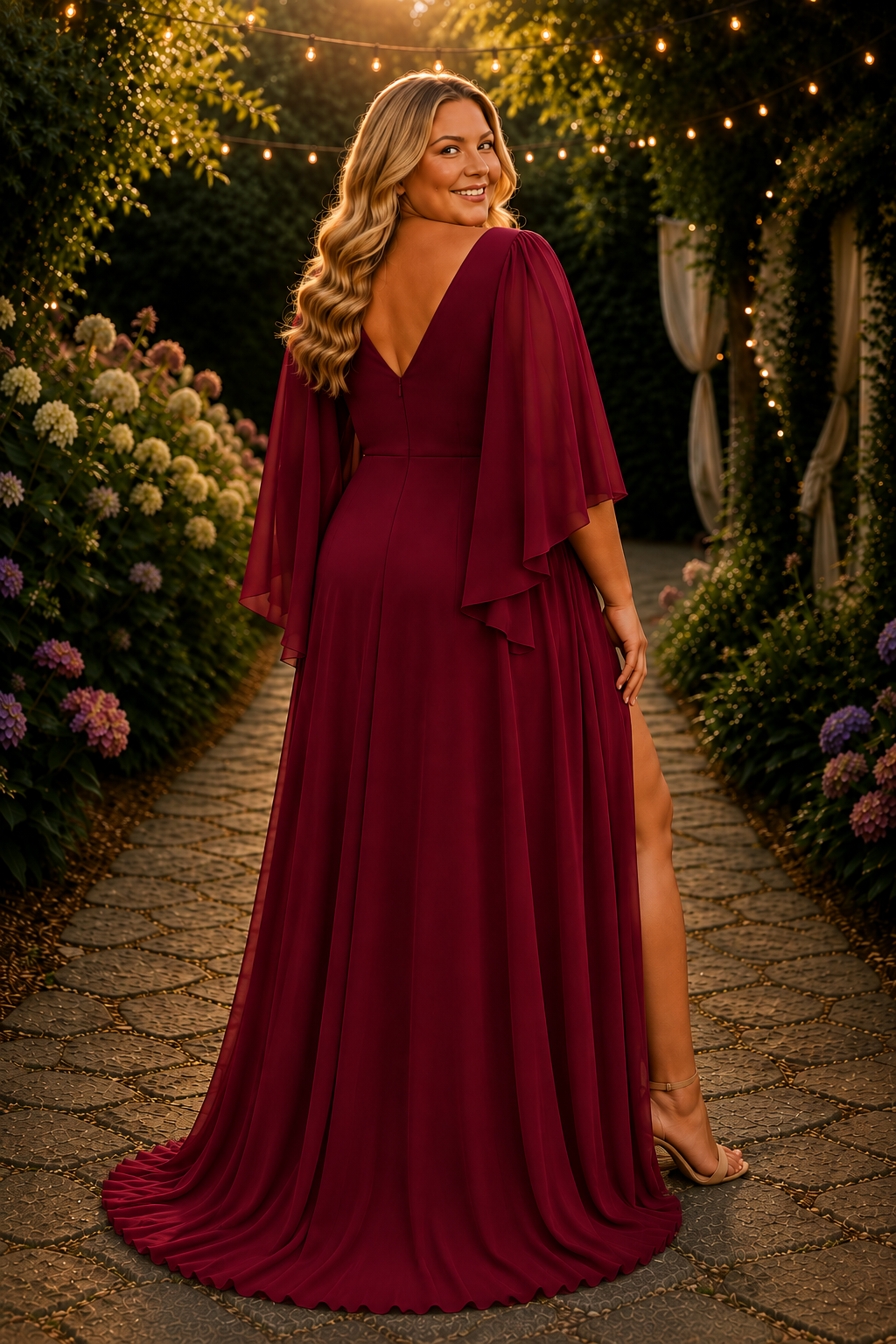 Vestido largo Dolce Burdeos