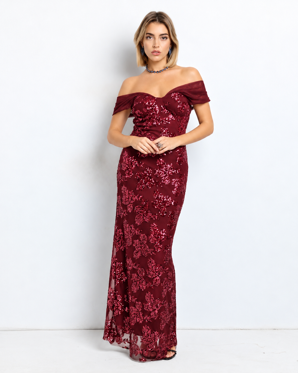 Vestido largo Anais Burdeos