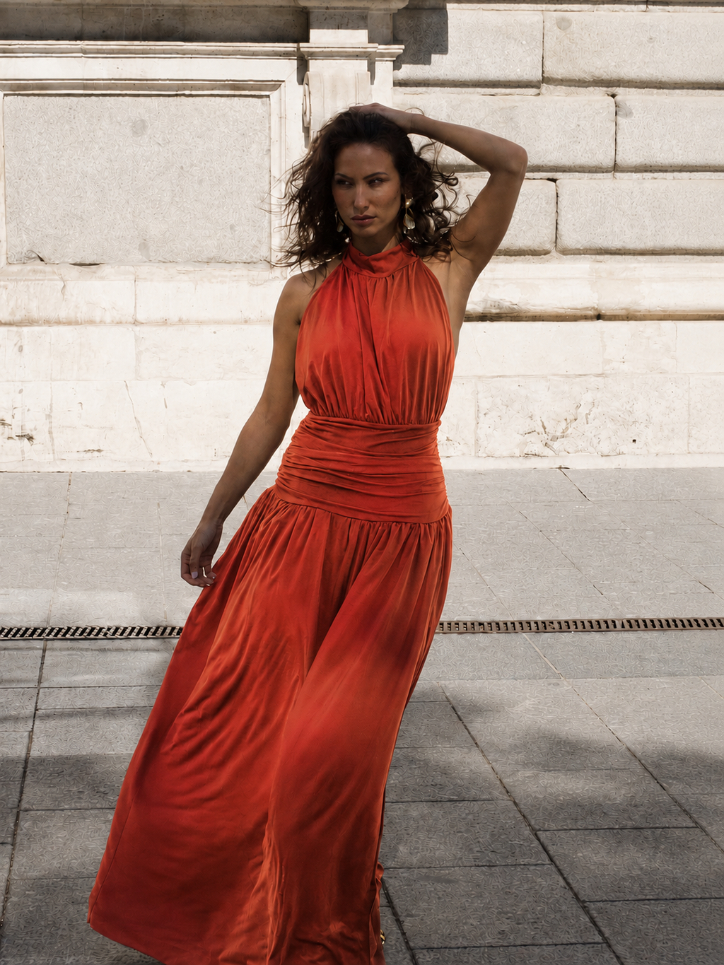 Vestido Largo Dilema Teja
