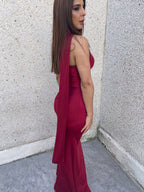 Vestido largo Amaia burdeos
