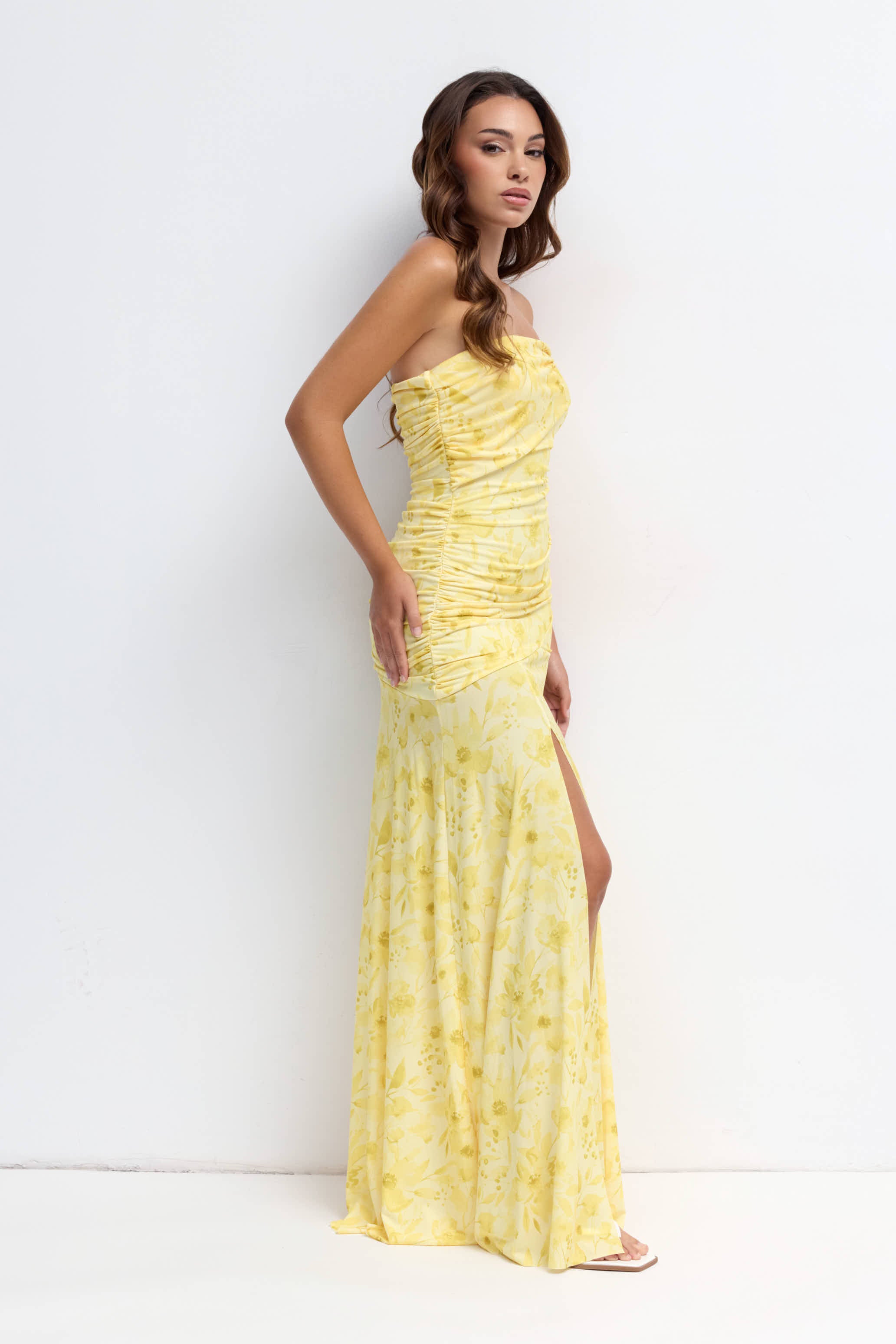 Vestido largo Fiona print amarillo