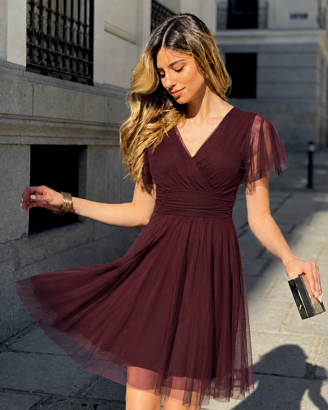 Vestido corto Tamara Burdeos