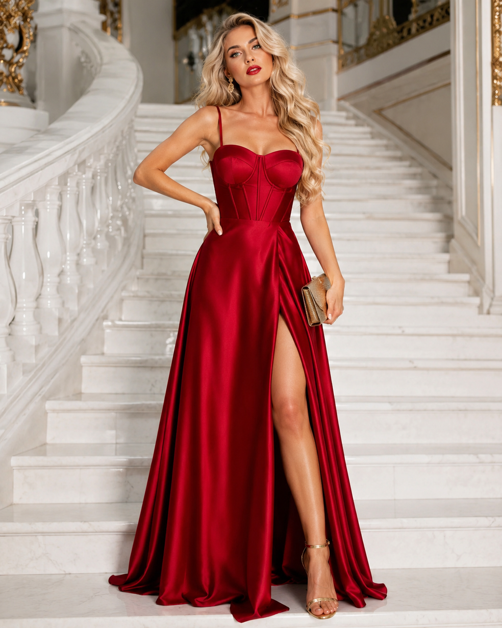 Vestido largo Ginebra cereza
