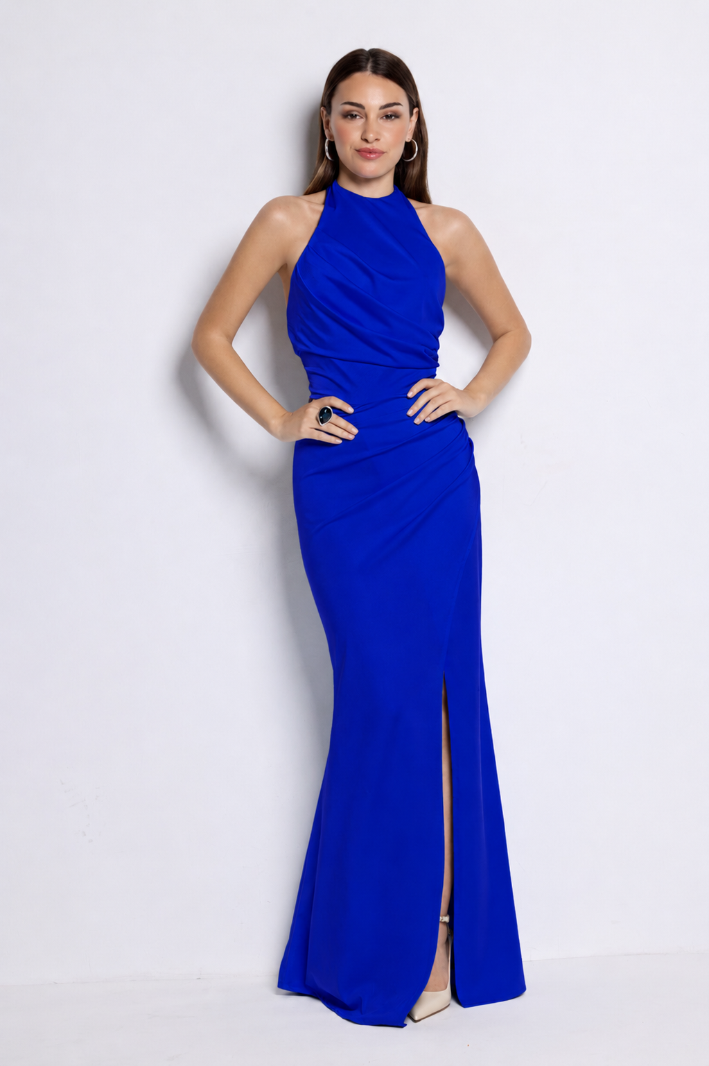 Vestido largo Kareins licra azulón