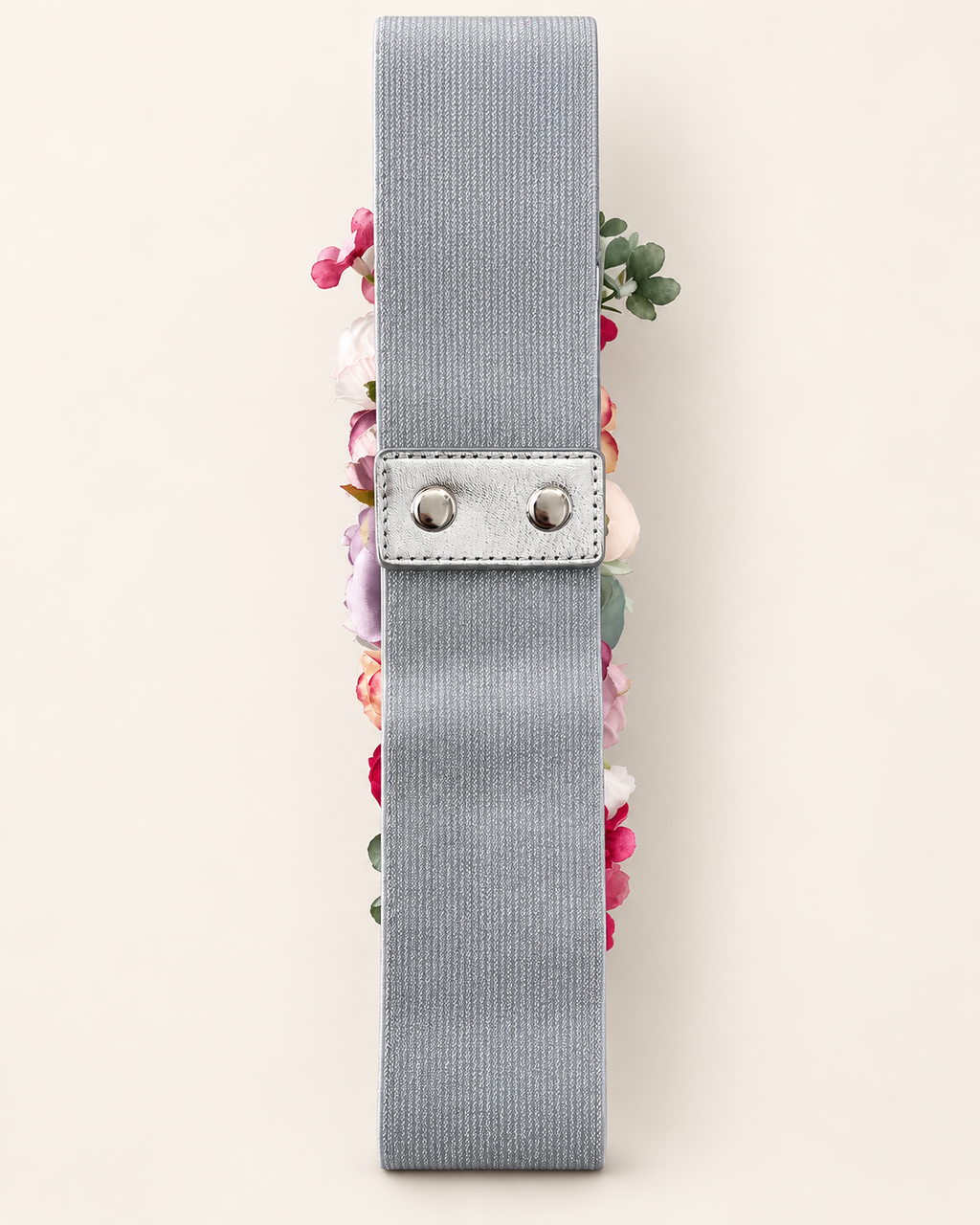 Cinturón elástico plata flores