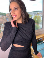 Vestido corto Atenea negro brillo image 3