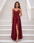 Vestido largo Belha Burdeos