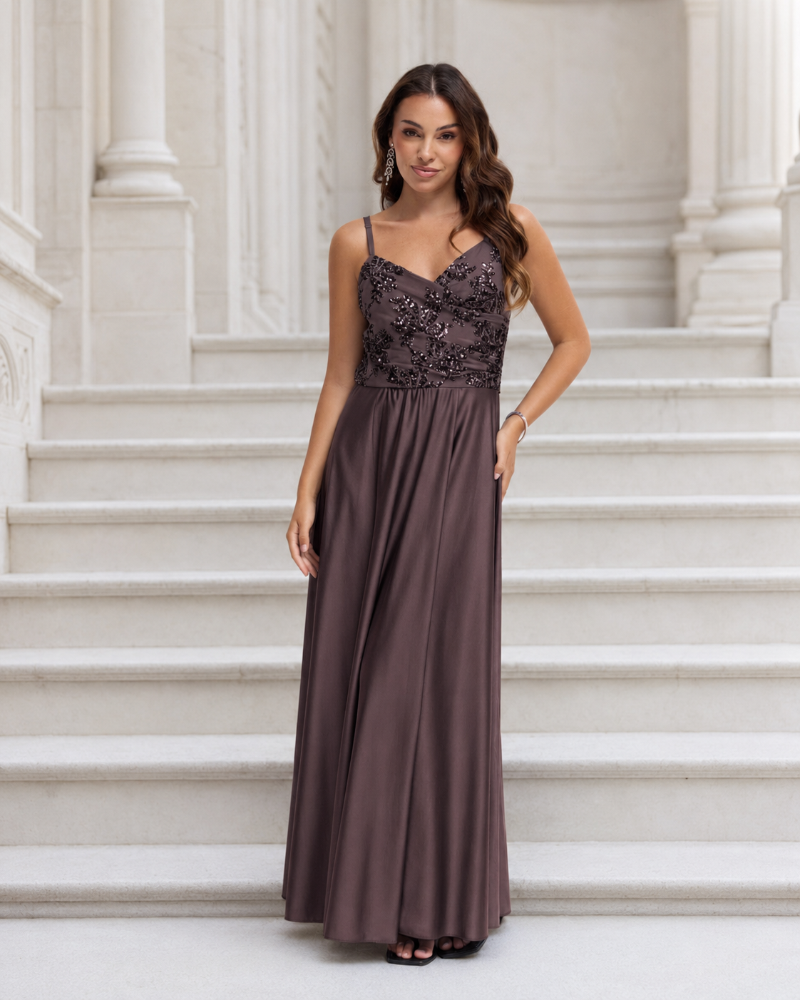 Vestido largo Belha chocolate
