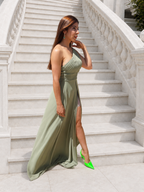 Vestido largo Ithaisa Air pistacho