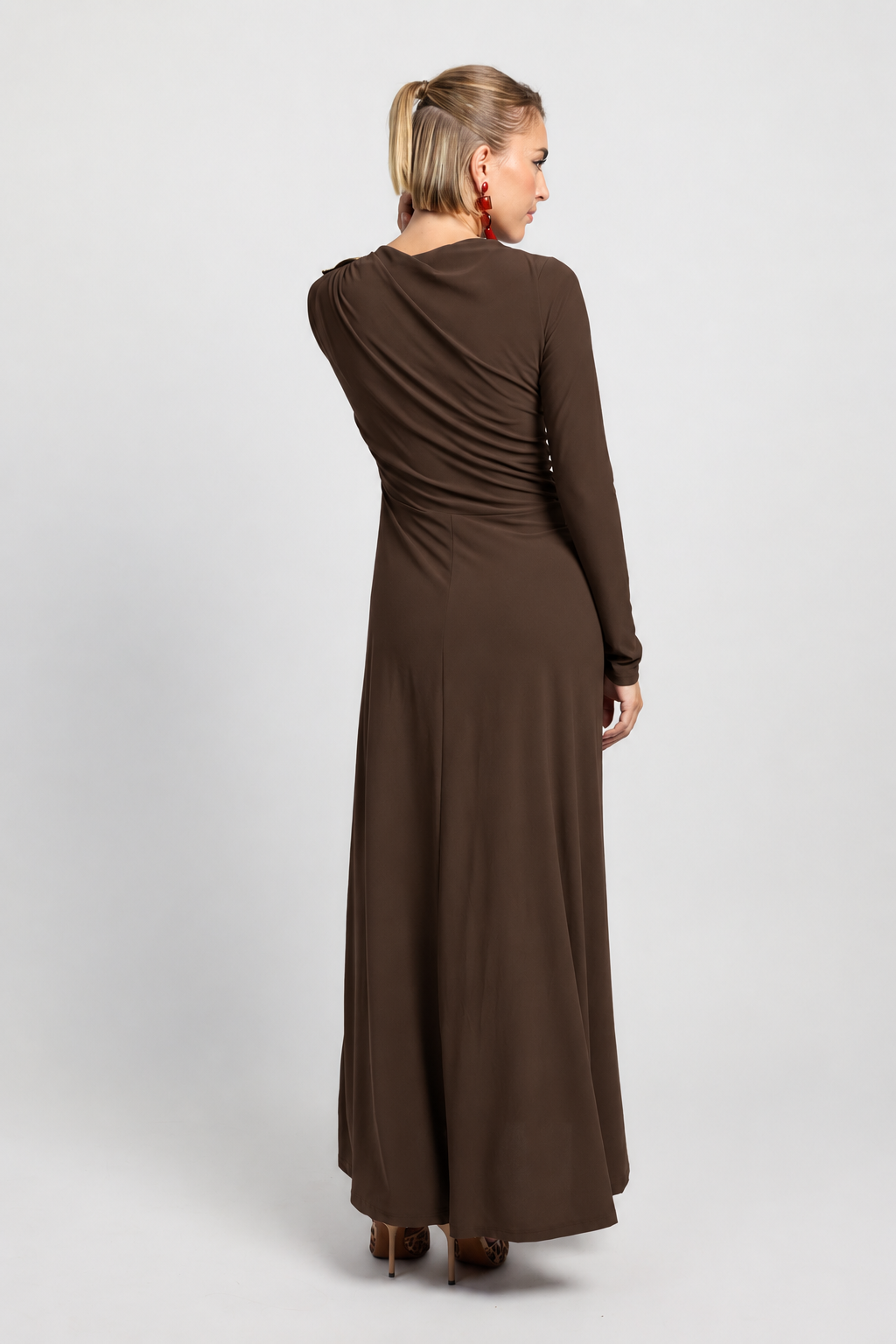 Vestido midi largo Elsa chocolate