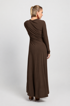 Vestido midi largo Elsa chocolate