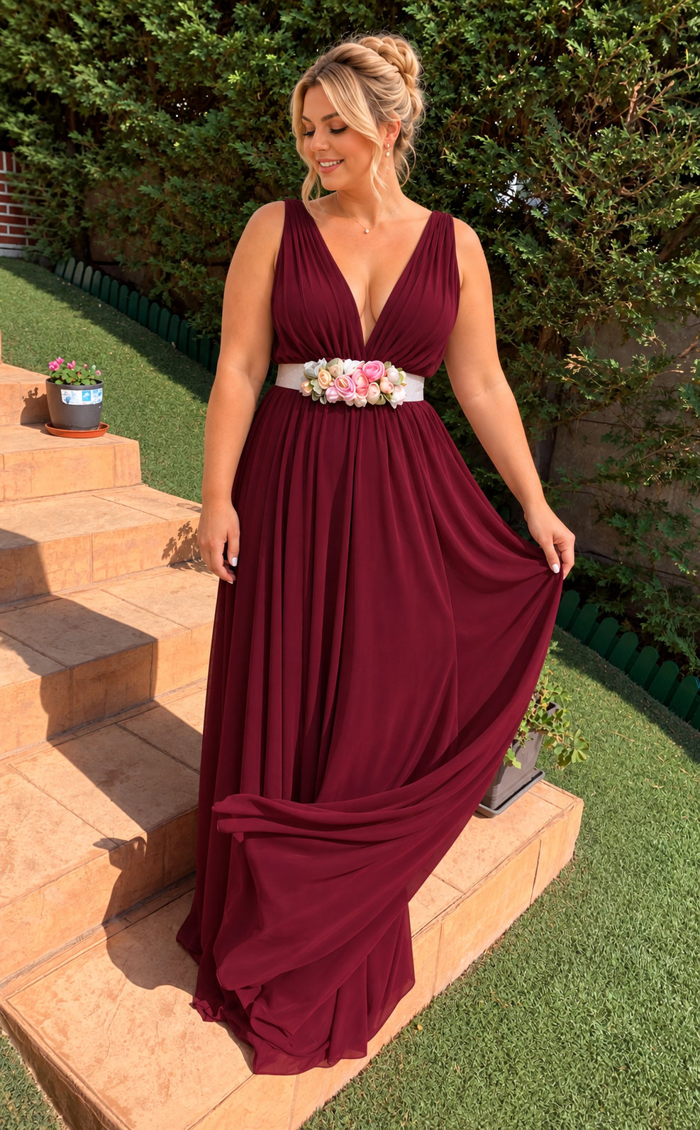 Vestido largo Rose Berenjena-granate