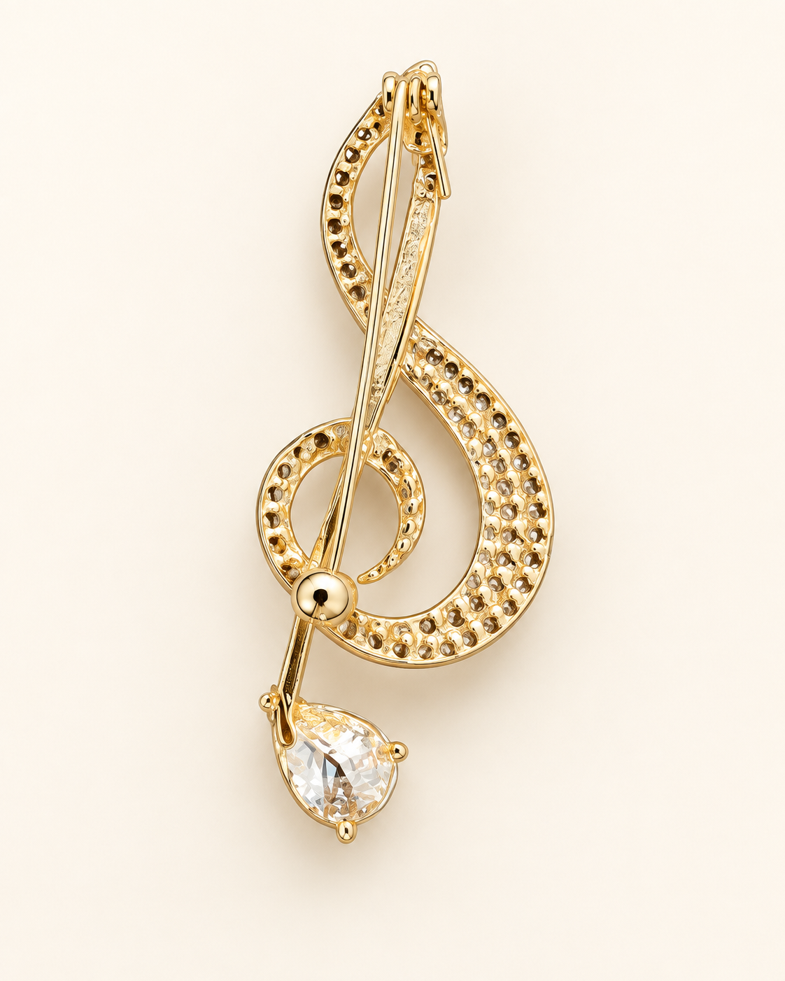 Broche clave Sol dorado
