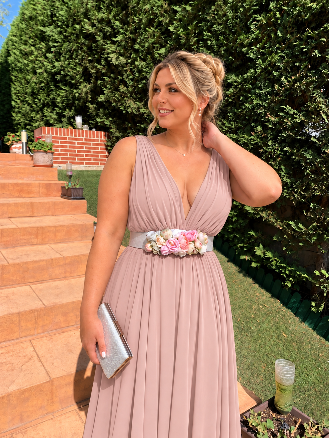 Vestido largo Rose maquillaje