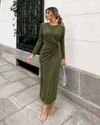 Vestido largo Kai manga larga Kaki