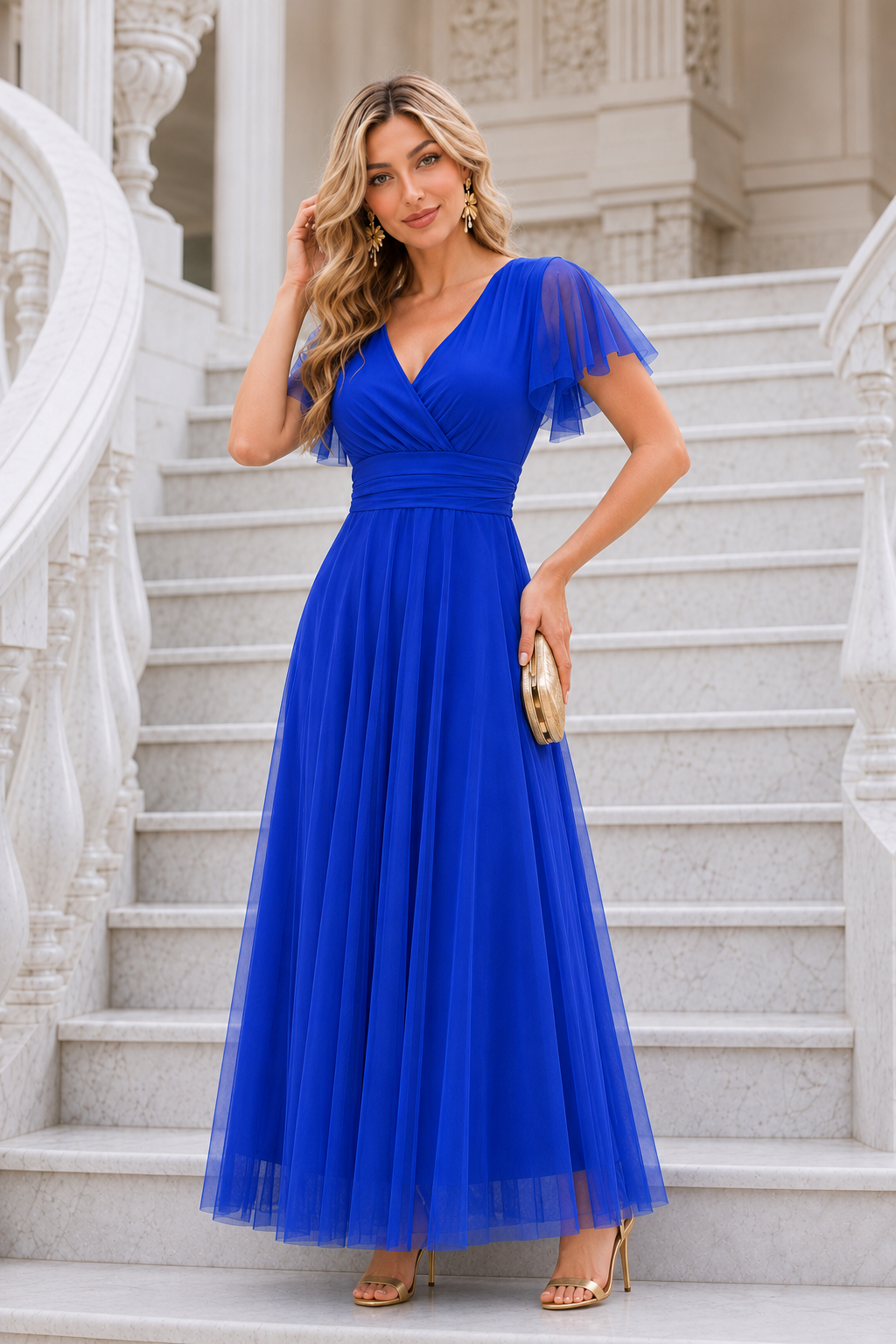 Vestido largo Érika tul Azulòn