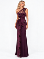 Vestido largo Revel berenjena