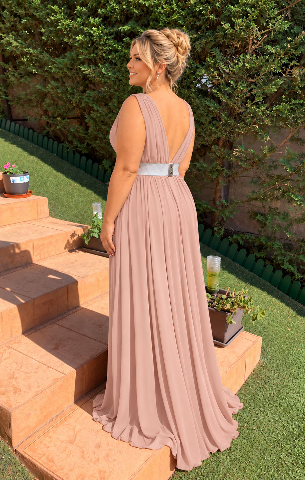 Vestido largo Rose maquillaje