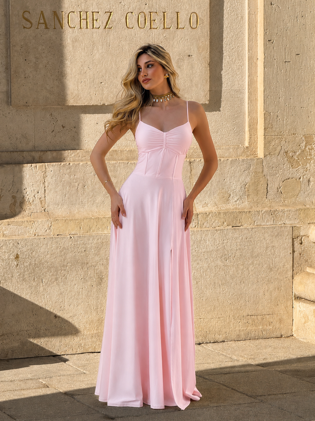 Vestido largo Venecia Rosa