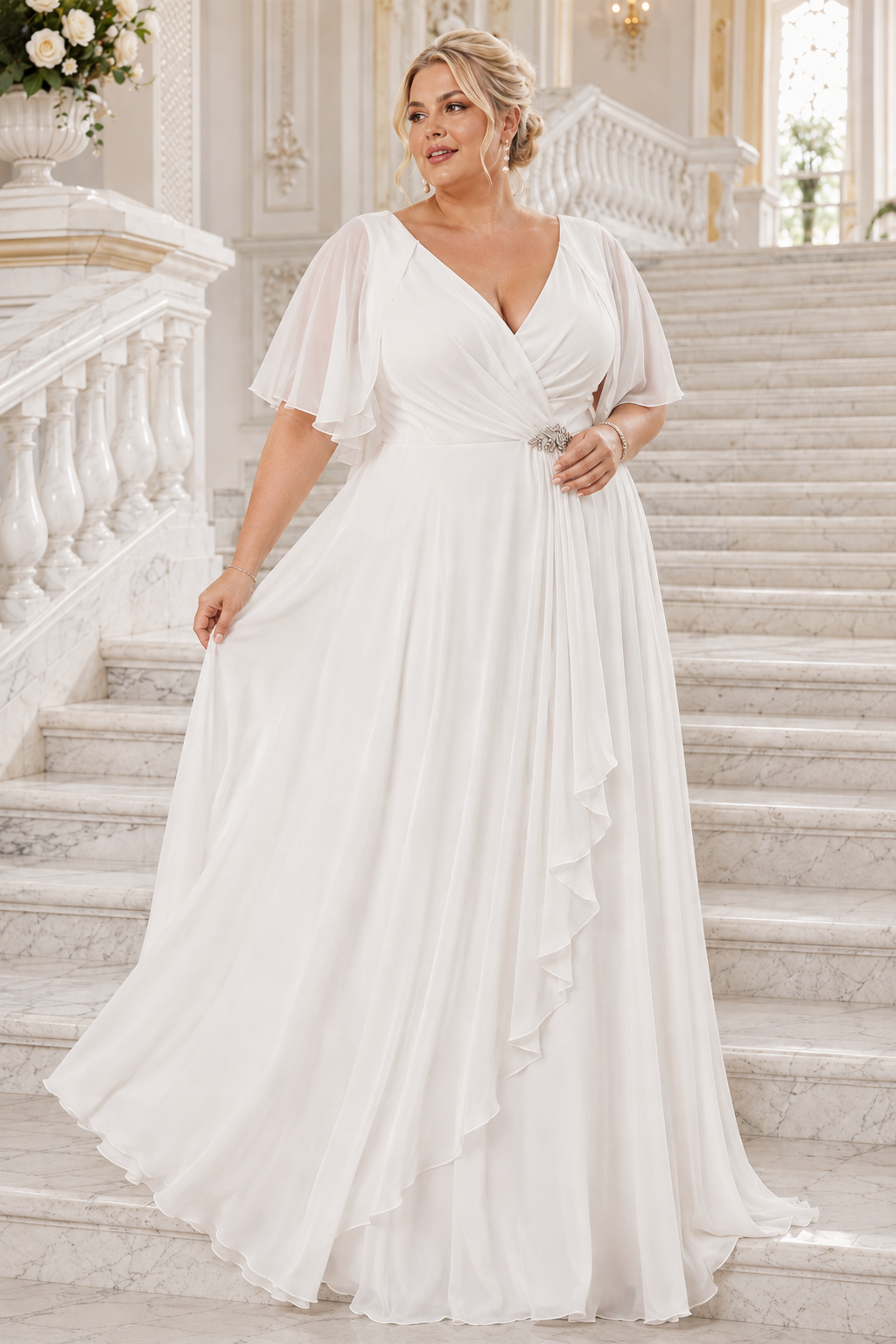 Vestido largo curvy Ingrid novia