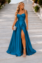 Vestido largo Ginebra petróleo