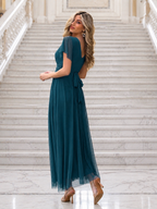 Vestido largo Érika tul Petróleo