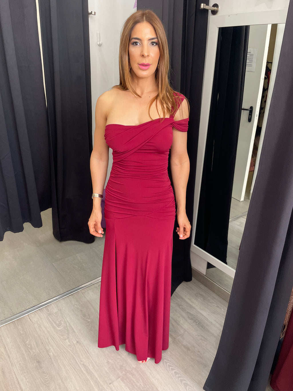 Vestido largo Fiona burdeos