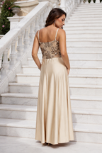 Vestido largo Belha Beige