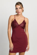 Vestido corto Mila Burdeos