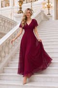 Vestido largo Érika tul Burdeos