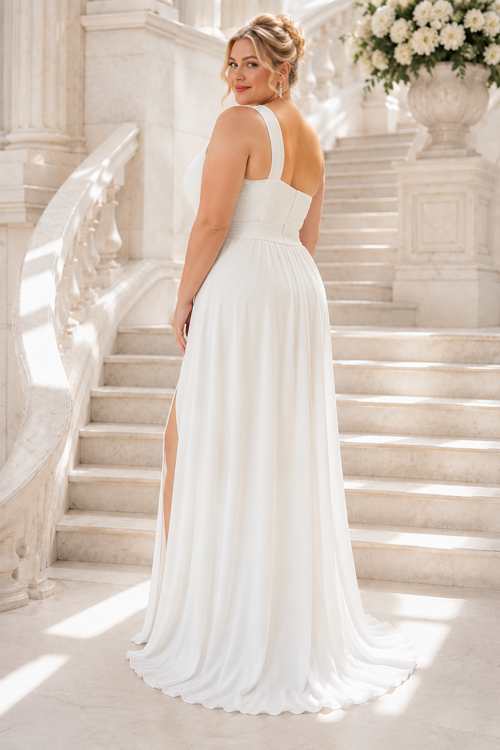 Vestido largo curvy novia Enma blanco