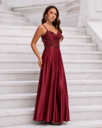 Vestido largo Belha Burdeos