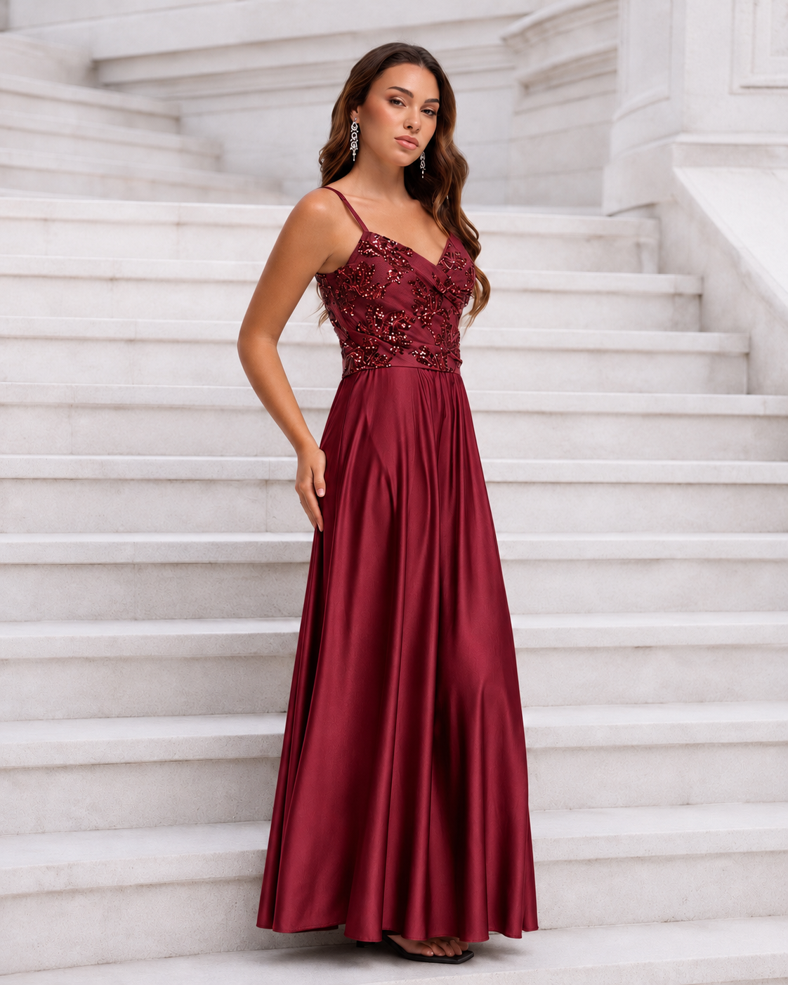 Vestido largo Belha Burdeos