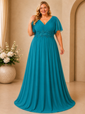 Vestido  largo curvy Jimena Turquesa