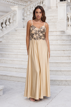 Vestido largo Belha Beige