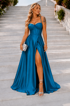 Vestido largo Ginebra petróleo