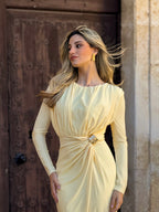 Vestido midi largo Ronda manga larga Amarillo