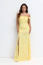 Vestido largo Fiona print amarillo