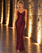 Vestido largo True burdeos