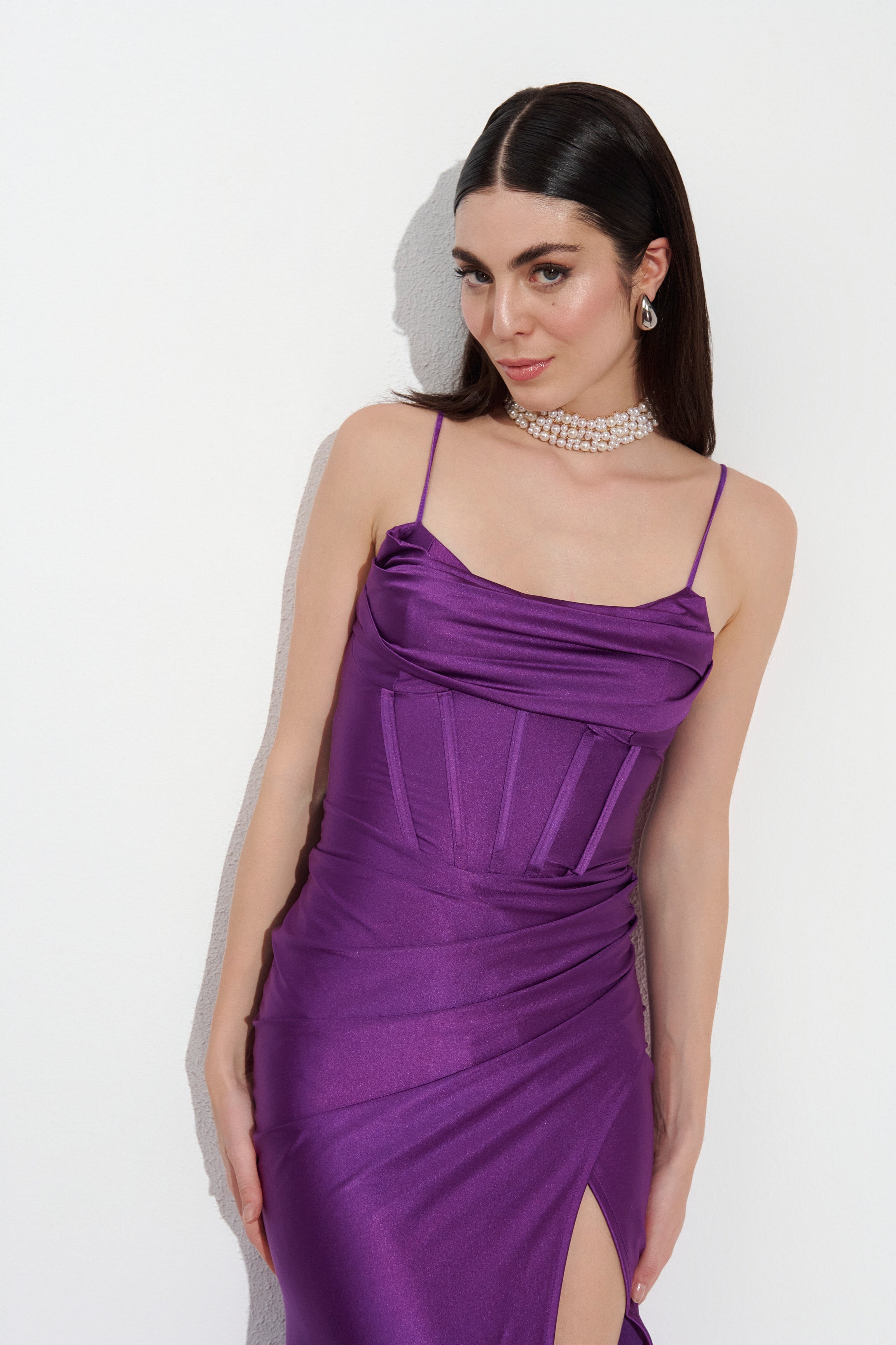 Vestido largo Adrianna Morado
