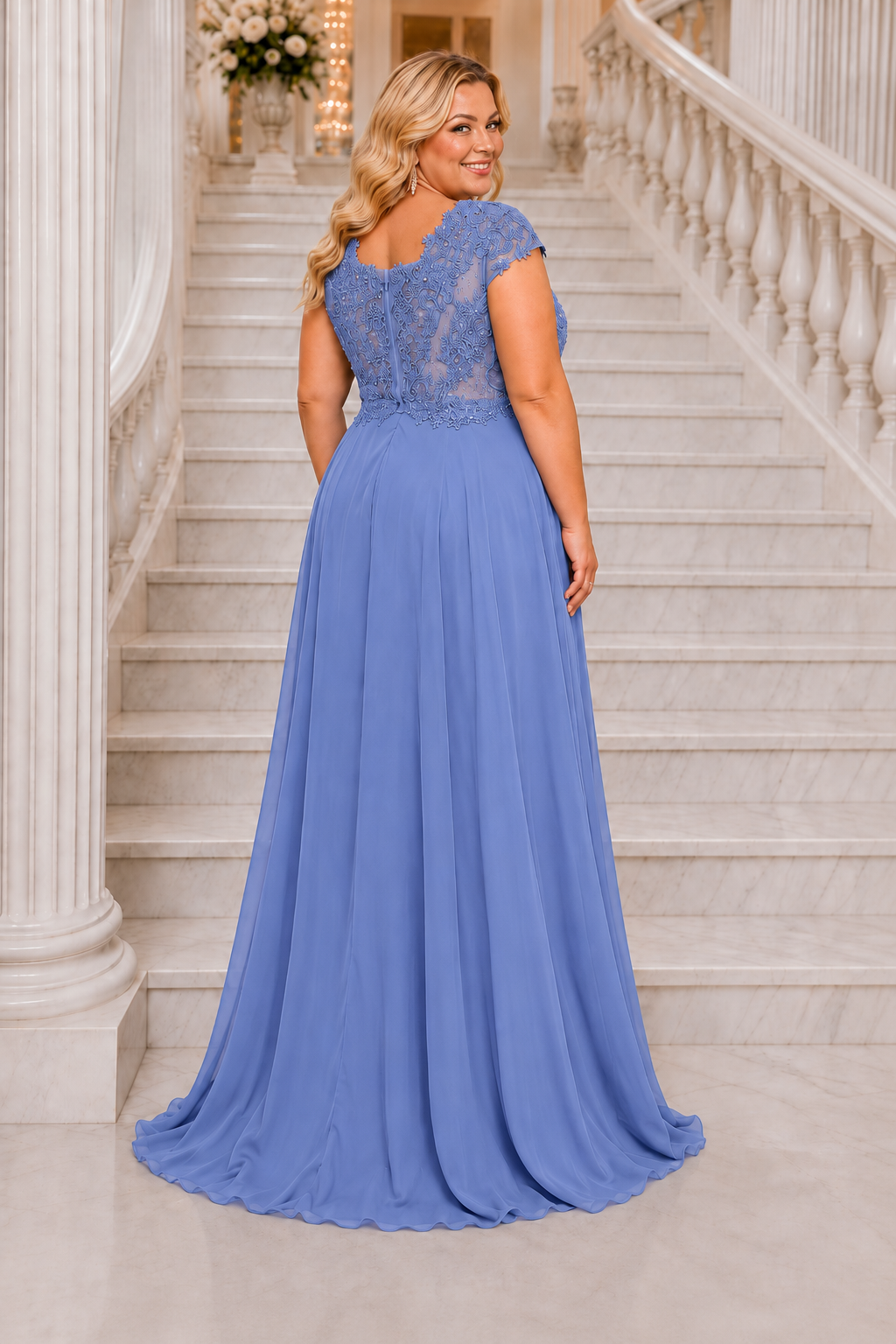 Vestido largo TG Italia Celeste Grisáceo